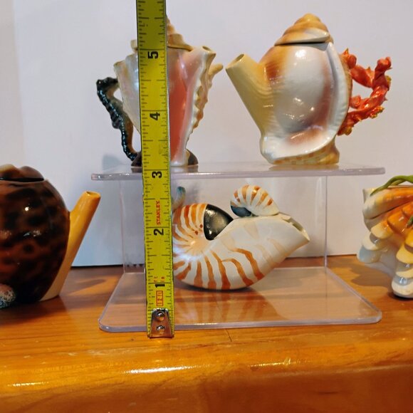 Vtg Mini Seashell Shaped Ceramic Teapot Set of 5 Thailand 3" - Picture 11 of 12